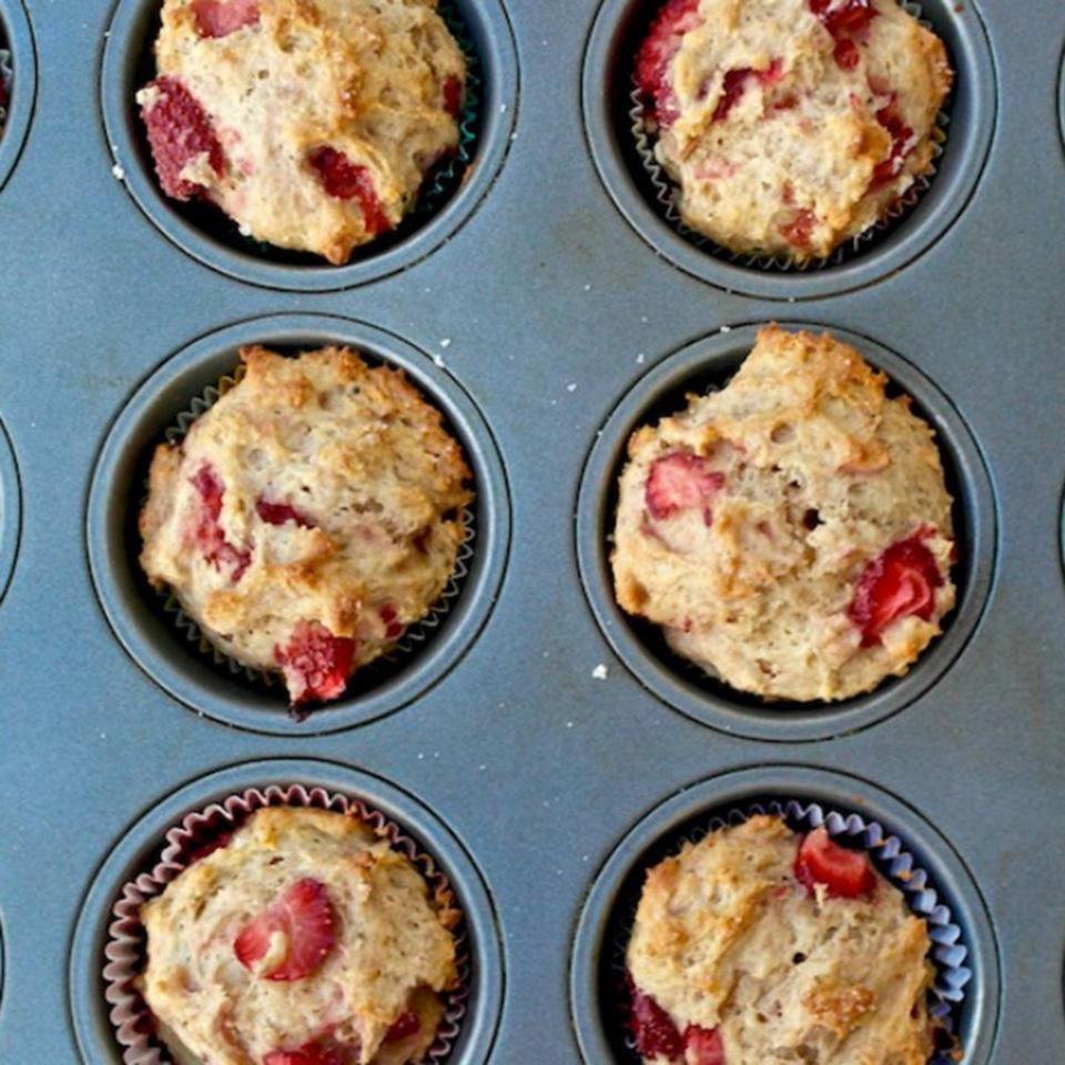 Strawberry Greek Yogurt Balsamic Muffins