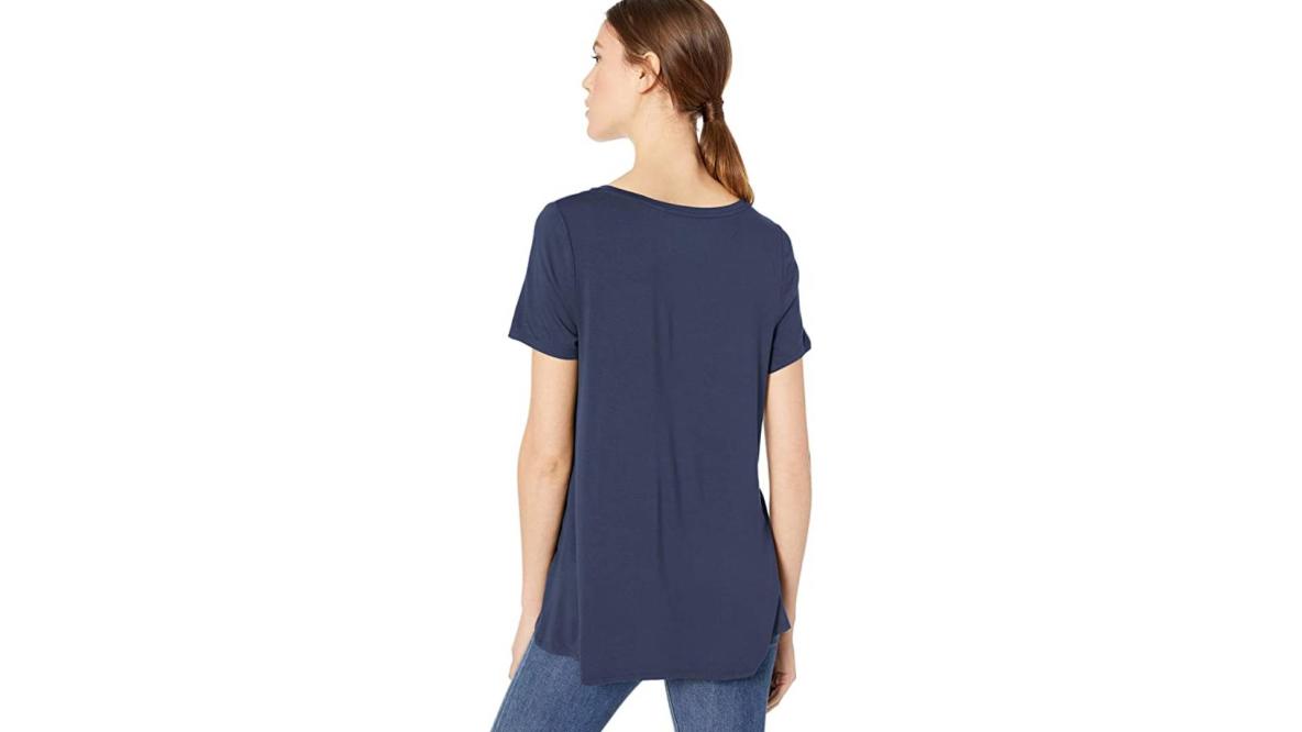 Amazon Essentials Women's Relaxed-Fit Short-Sleeve Scoopneck Swing Tee is  $15