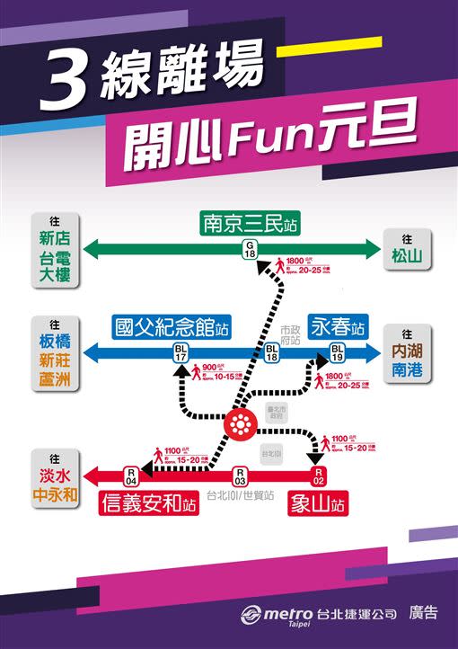 3線離場—開心Fun元旦（圖／北捷提供）