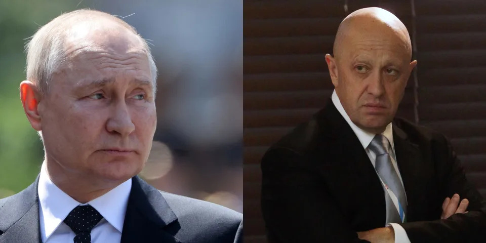 Vladimir Putin (left) and Yevgeny Prigozhin (right).