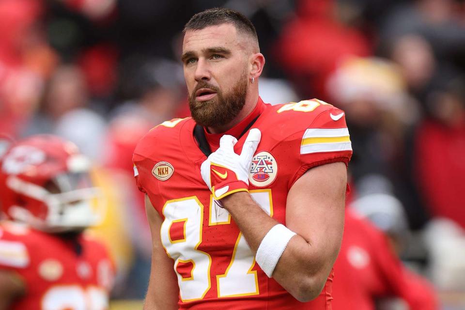 <p>Jamie Squire/Getty</p> Travis Kelce