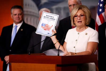 Rep. Diane Black (R-TN) announces the 2018 budget blueprint during a press conference on Capitol Hill in Washington, U.S., July 18, 2017. REUTERS/Aaron P. Bernstein