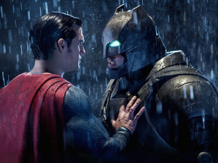 Henry Cavill and Ben Affleck portrayed the title heroes in Batman v Superman: Dawn of Justice. (Credit: Warner Bros)