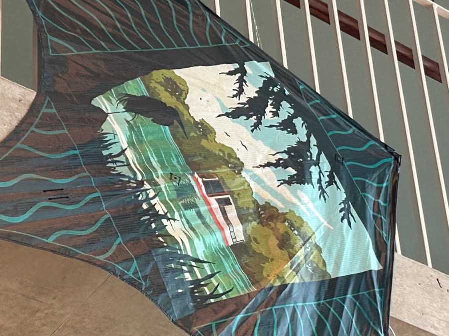 Topher Sipes designed this kite showing off Spring Lake in San Marcos. (Credit: Eric Henrikson/KXAN)