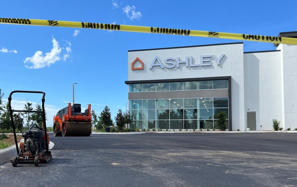 Construction is almost finished on the 60,169-square-foot Ashley HomeStore at Tomoka Town Center, along the east side of Interstate 95, in Daytona Beach on Monday, July 1, 2024. The store will replace the chain's smaller existing Daytona Beach store three miles to the south on West International Speedway Boulevard. The new Ashley HomeStore at Tomoka Town Center is located between Rooms To Go and Sam's Club.