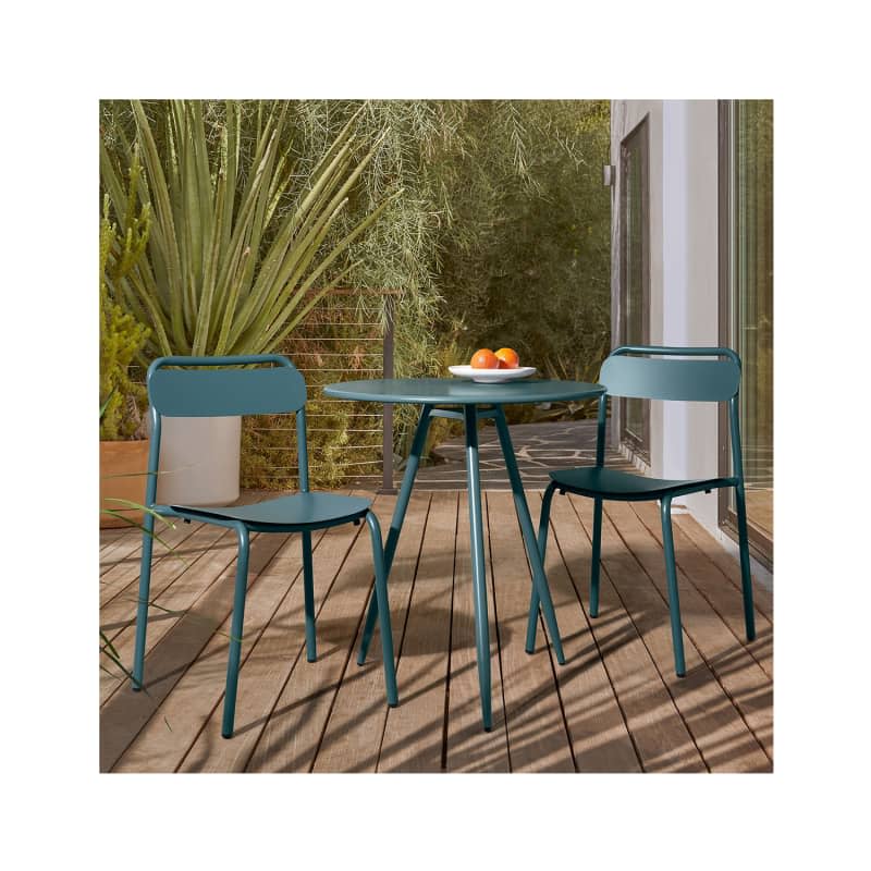 Wren Outdoor Bistro Table & Metal Stacking Chairs Set