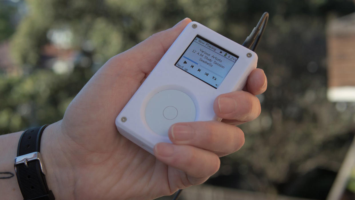  The Tangara music player being held in a hand. 