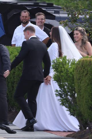 <p>Patriot Pics / BACKGRID</p> Christian McCaffrey and Olivia Culpo at their June 29 wedding in Rhode Island