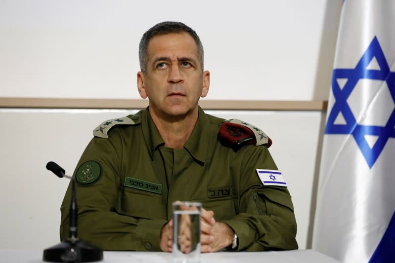 Israel's Chief of Staff Aviv Kochavi looks on as he delivers a joint statement with Israel's Prime Minister Benjamin Netanyahu in Tel Aviv, Israel