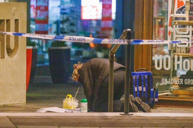 A police cordon in the city centre