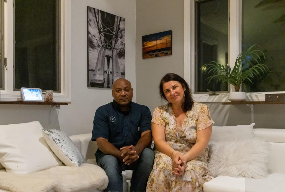 Veronika Spevakova Wills and Deon Wills at their residence in Falmouth.