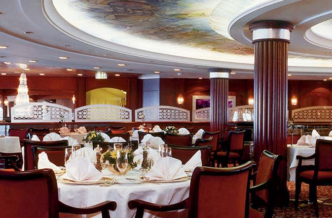 <p><strong>Ship:</strong> and </p> <p><strong>Experience:</strong> Cruise ship dining rooms are ambitious undertakings—serving multiple courses to hundreds of passengers at a time is no easy feat—and some fall short. Not in this venue, which consistently ranks among the best at sea. You’ll realize why the moment you taste such extraordinary offerings as truffled chicken liver parfait with pear confit and roasted wild pheasant breast with pistachio stuffing on champagne sauerkraut—all served on Villeroy & Boch china.</p> <p><strong>Plan Your Trip:</strong> Visit </p>