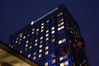 The night falls on the Intercontinental hotel where talks are being held in Geneva November 23, 2013. REUTERS/Denis Balibouse