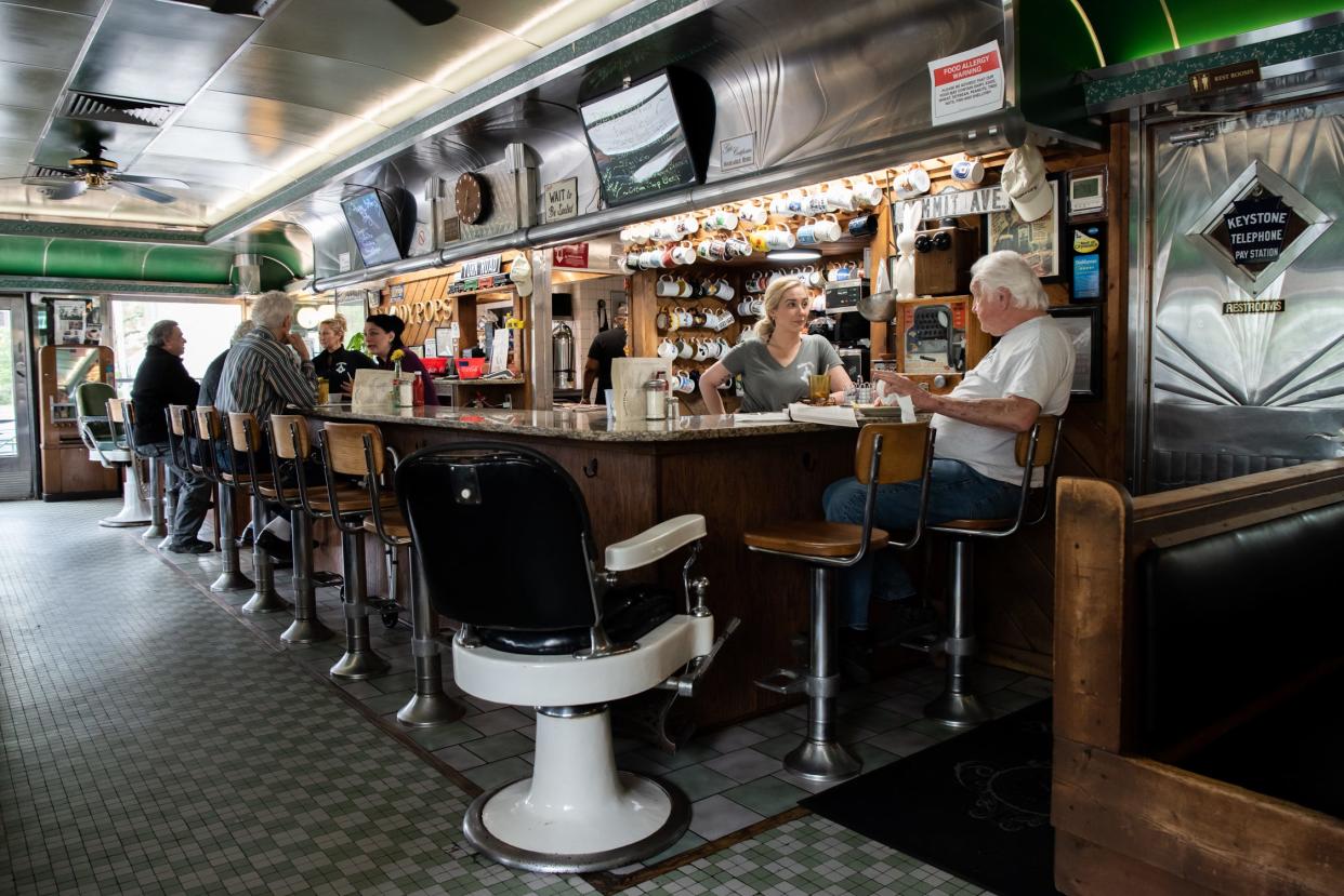 Longtime regular, William Campion, sits at the lunch counter at Daddypops, on Thursday, May 9, 2024. The Hatboro restaurant was featured in a 2008 episode of Food Network's "Diners, Drive-Ins and Dives" starring Guy Fieri.