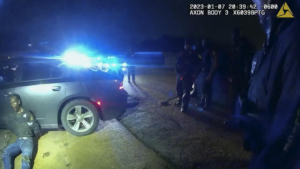 FILE - In this image from video released by the City of Memphis, Tyre Nichols leans against a car after a brutal attack by Memphis police officers on Jan. 7, 2023, in Memphis, Tenn. The beating and death of Nichols by members of a plainclothes anti-crime task force has renewed scrutiny on the squads often involved in a disproportionate number of use of force incidents and civilian complaints. (City of Memphis via AP, File)