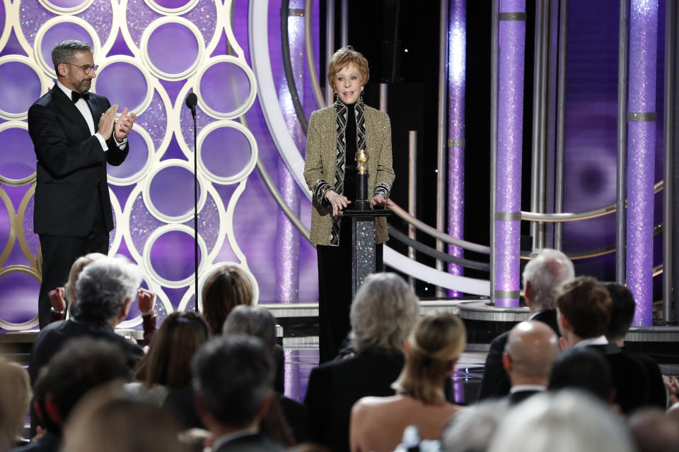 Carol Burnett accepts the Carol Burnett TV Achievement Award onstage during the 76th Annual Golden Globe Awards.