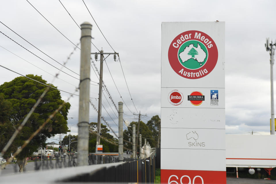 Cedar Meats Australia had an outbreak of the coronavirus, forcing the Melbourne facility to shut down. Source: AAP 