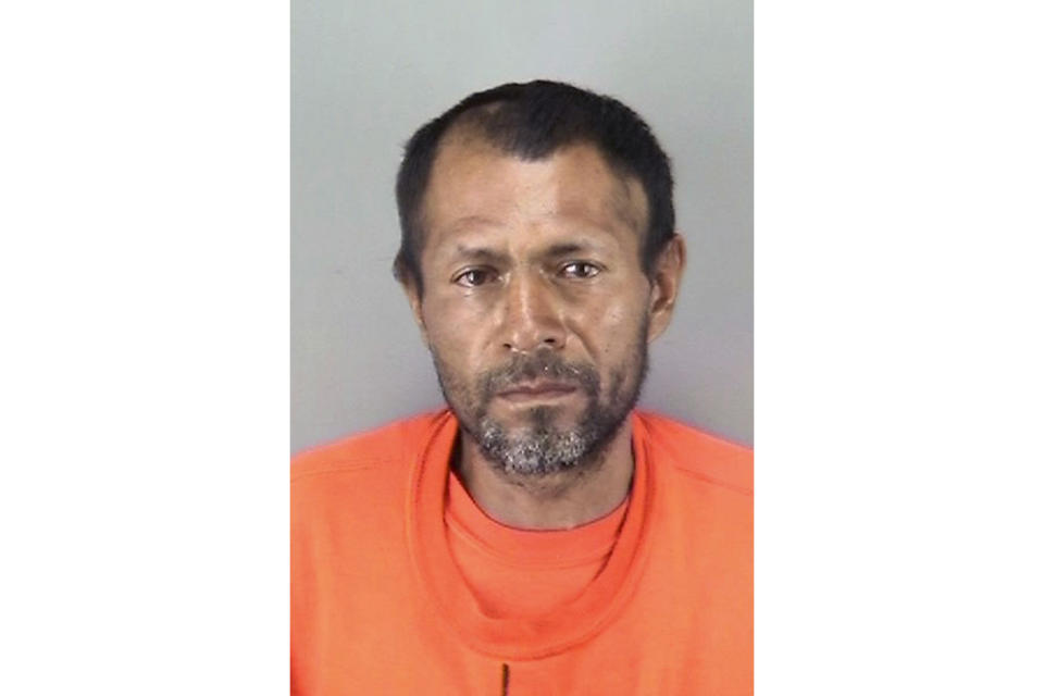 FILE - This undated file booking photo provided by the San Francisco Police Department shows Jose Ines Garcia Zarate, a homeless undocumented immigrant who was acquitted of killing Kate Steinle on a San Francisco pier in 2015. A federal judge is delaying a trial on gun possession charges against the Mexican national who was acquitted in the killing of a woman on a San Francisco pier in a case that became a national immigration flashpoint, saying he has questions about the man's mental competency. (San Francisco Police Department via AP, File)