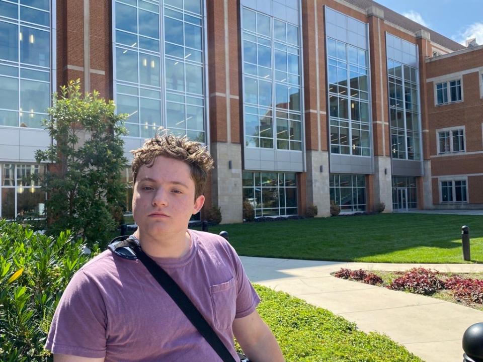 Sophomore Aidan Mannella standing in front of the Student Union. He discussed his challenges with finding parking at the University of Tennessee in the fall 2023 semester. Sept. 28, 2023.