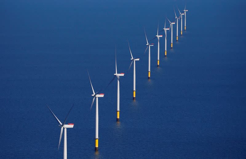 FILE PHOTO: General view of the Walney Extension offshore wind farm operated by Orsted
