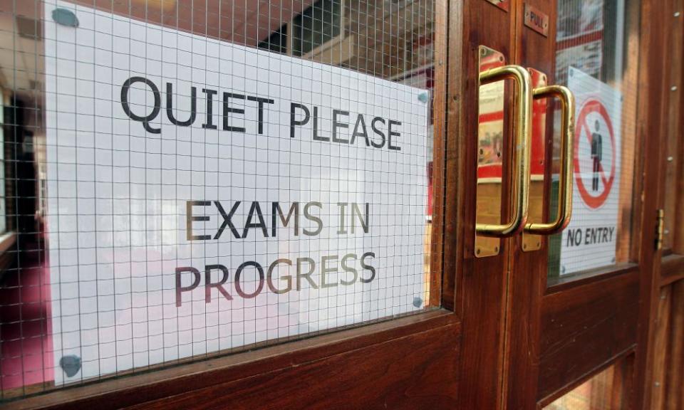 An 'exam in progress' sign