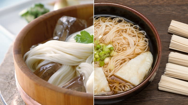 cold and hot sōmen dishes