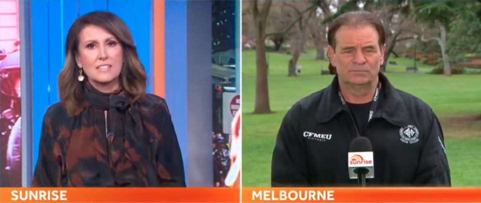 Natalie Barr and CFMEU boss on Sunrise