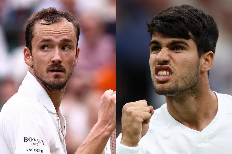 Daniil Medvedev y Carlos Alcaraz se enfrentaron en la misma instancia de Wimbledon en 2023 y ganó el español: ¿hay revancha?