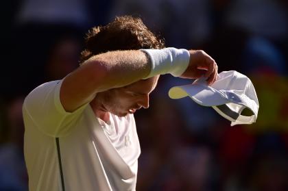 Andy Murray wipes his brow after winning against Kazakhstan&#39;s Mikhail Kukushkin. (AFP)