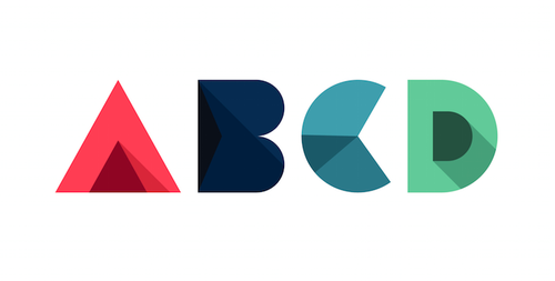 Stylized letters A B C D