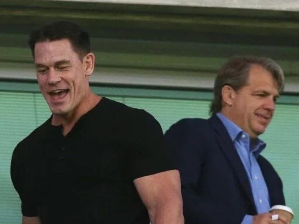 John Cena and Todd Boehly at Stamford Bridge (WWE on BT Sport)