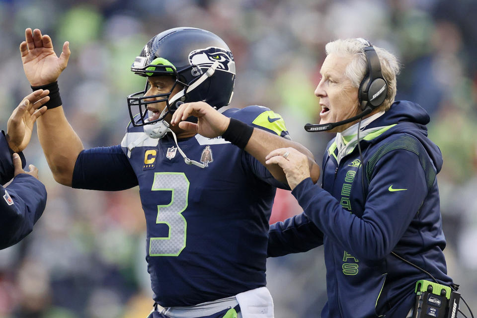 Quarterback Russell Wilson and coach Pete Carroll helped bring the Seahawks their first Super Bowl in franchise history. (Photo by Steph Chambers/Getty Images)