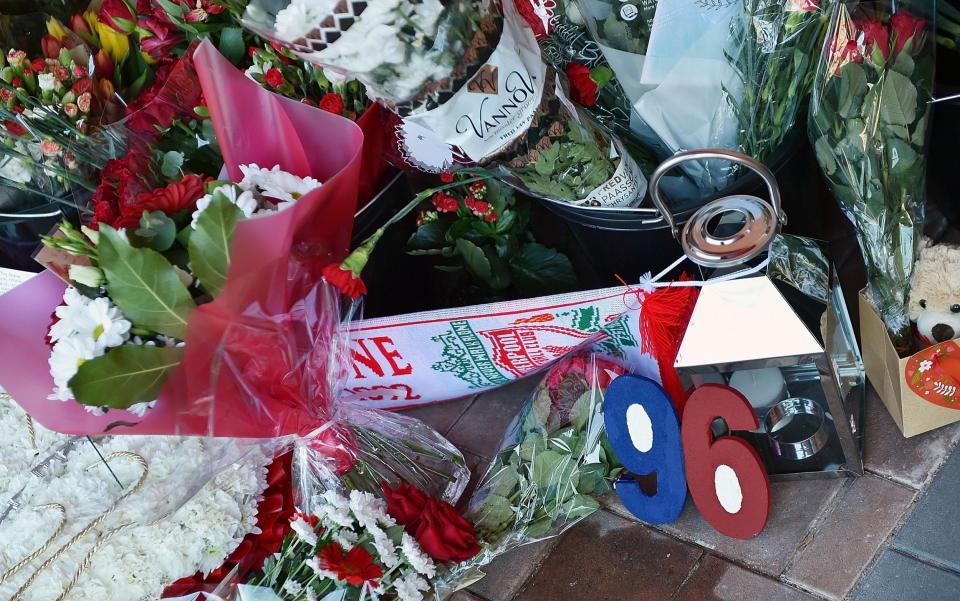 Wreathes paying tribute to the 96 killed at Hillsborough - Credit: Andrew Powell/Liverpool FC