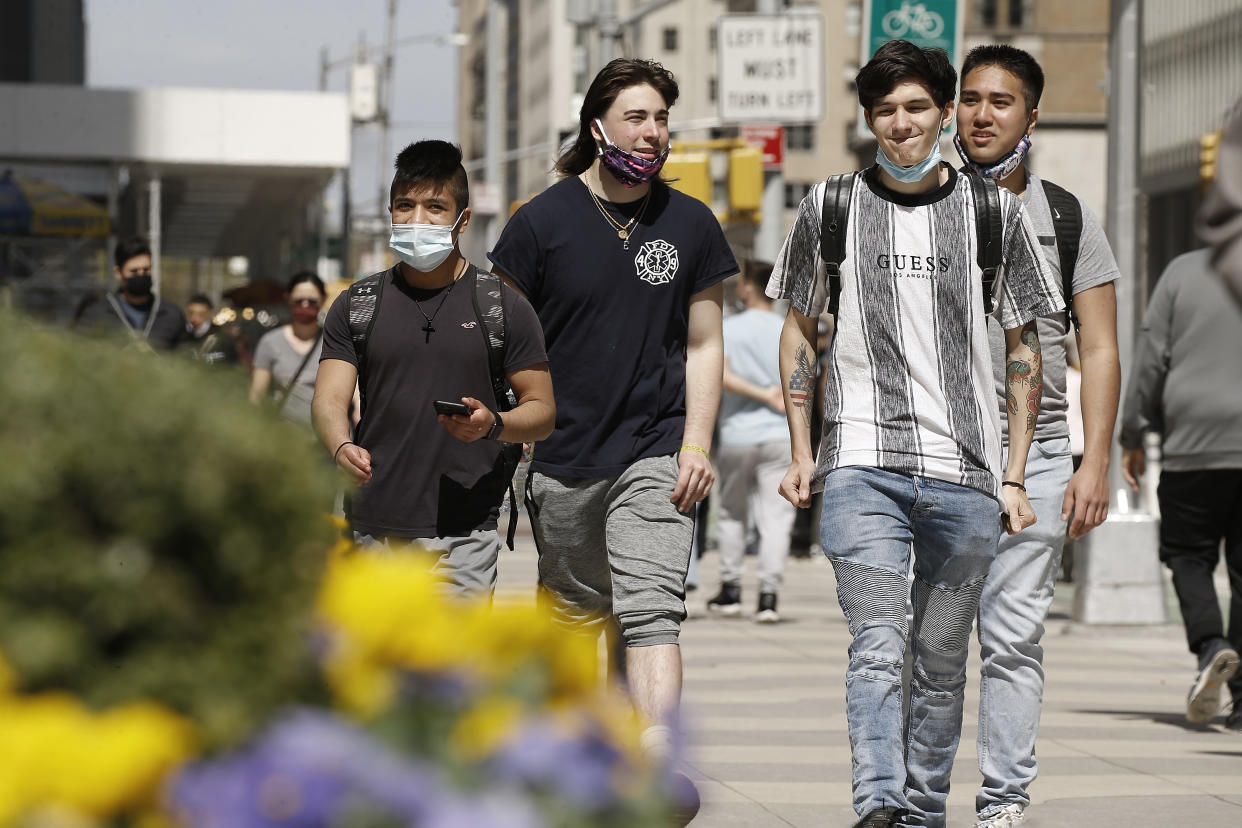 Boys wearing protective masks 