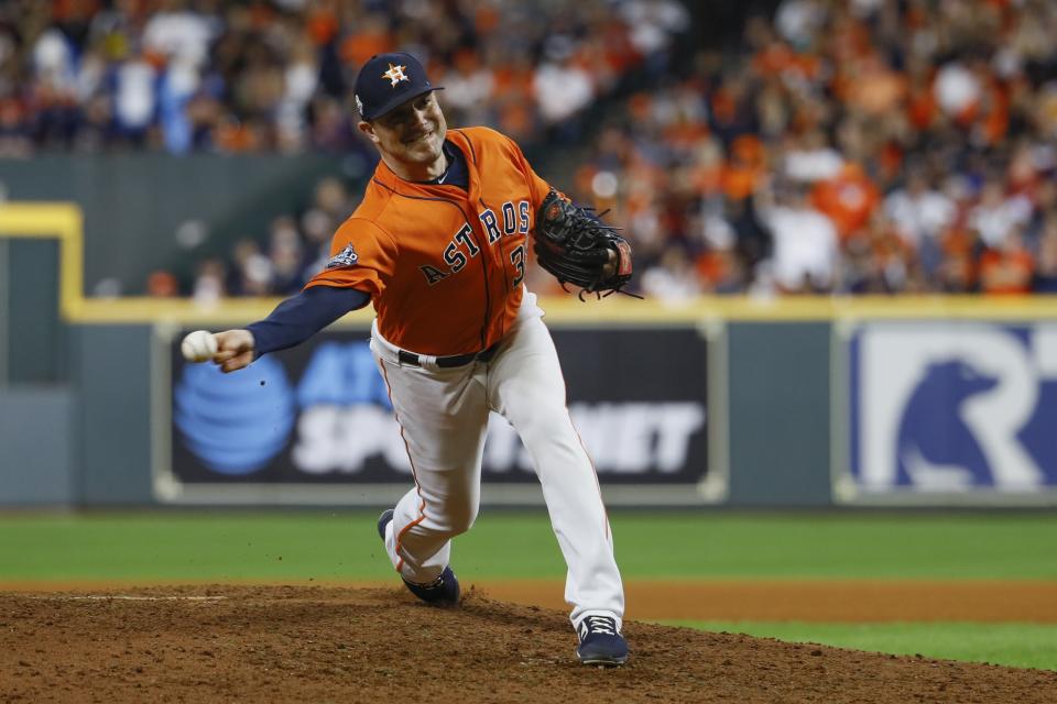 Specialist Joe Smith was very good for the Astros in the postseason. (AP Photo/Matt Slocum)