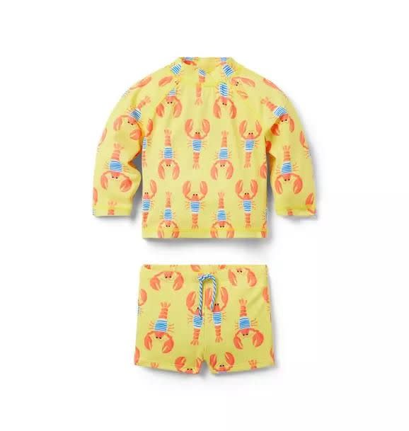 <p><a href="https://go.redirectingat.com?id=74968X1596630&url=https%3A%2F%2Fwww.janieandjack.com%2Fitem%2Fnewborn-boy-baby-recycled-lobster-rash-guard-swimsuit-100048476.html&sref=https%3A%2F%2F" rel="nofollow noopener" target="_blank" data-ylk="slk:Shop Now;elm:context_link;itc:0;sec:content-canvas" class="link ">Shop Now</a></p><p>Baby Recycled Lobster Rash Guard Swimsuit</p><p>janieandjack.com</p><p>$20.99</p>