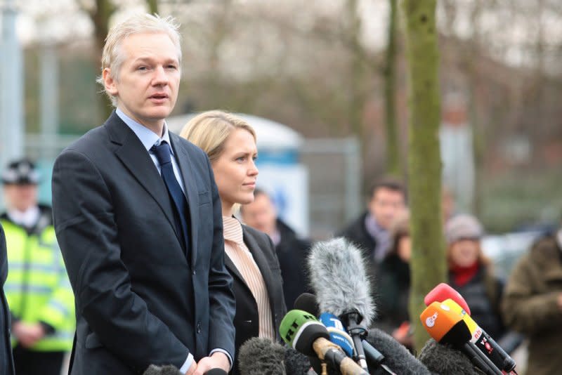 Wikileaks founder Julian Assange speaks to the media after appearing at Belmarsh Magistrates court in Woolwich on January 11, 2011. On July 26, 2010, Assange, said it was decided to post more than 75,000 secret U.S. Afghan war documents on the Internet to give a more complete picture of the conflict. File Photo by Hugo Philpott/UPI