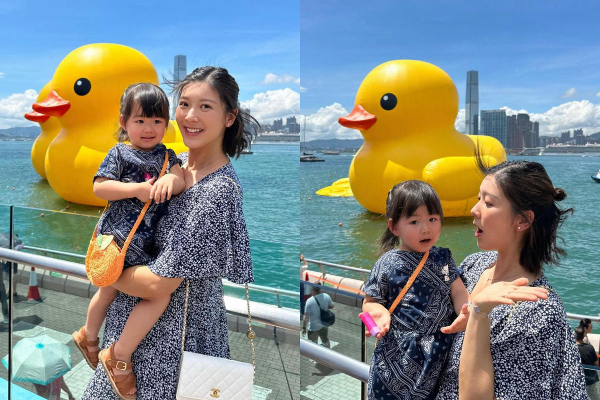 Jennifer witnesses the deflating big yellow duck on first day of exhibition