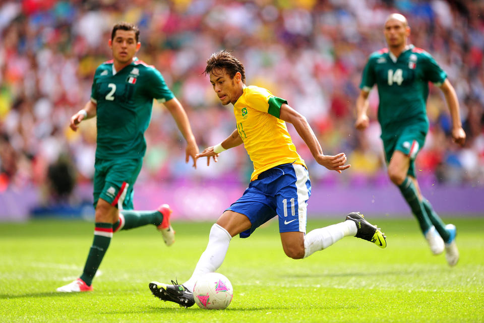 Brazil's Neymar during the Football Men's Gold Medal Match between Mexico and Brazil at Wembley Stadium, London.   (Photo by Adam Davy/PA Images via Getty Images)