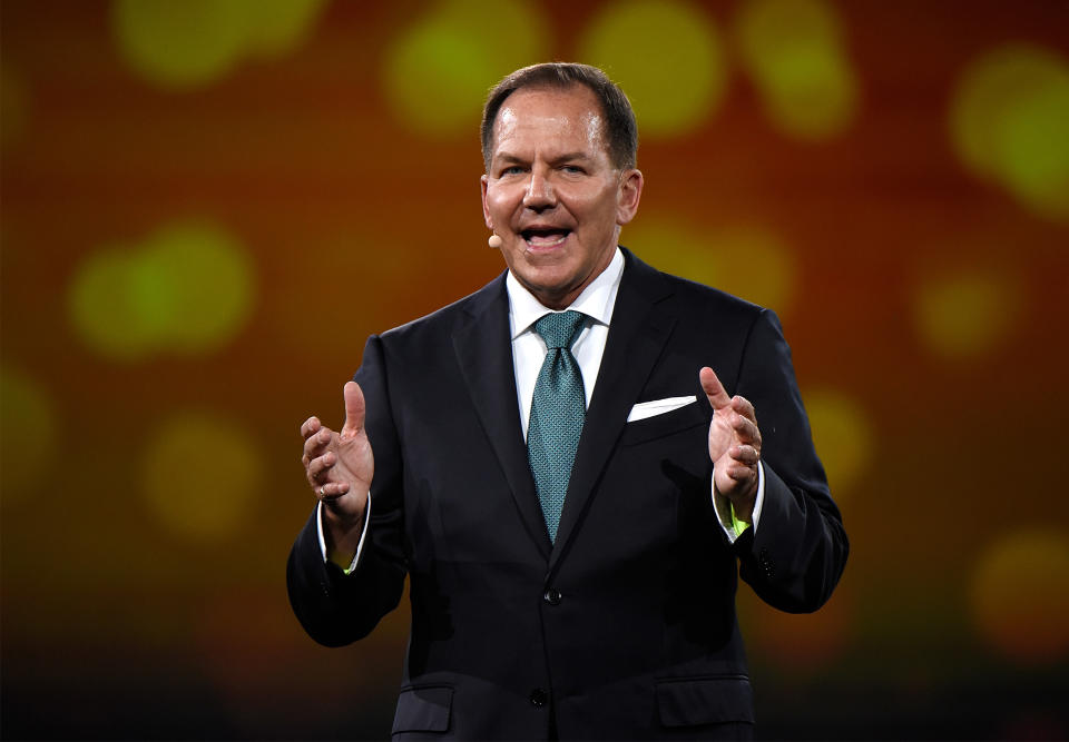 NEW YORK, NY - MAY 14:  Founder of The Robin Hood Foundation, Paul Tudor Jones speaks on stage during The Robin Hood Foundation's 2018 benefit at Jacob Javitz Center on May 14, 2018 in New York City.  (Photo by Kevin Mazur/Getty Images for Robin Hood)