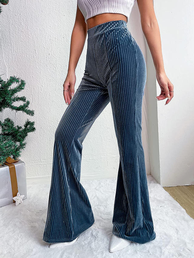 Higher High-Waisted Velvet Flare Pants for Women