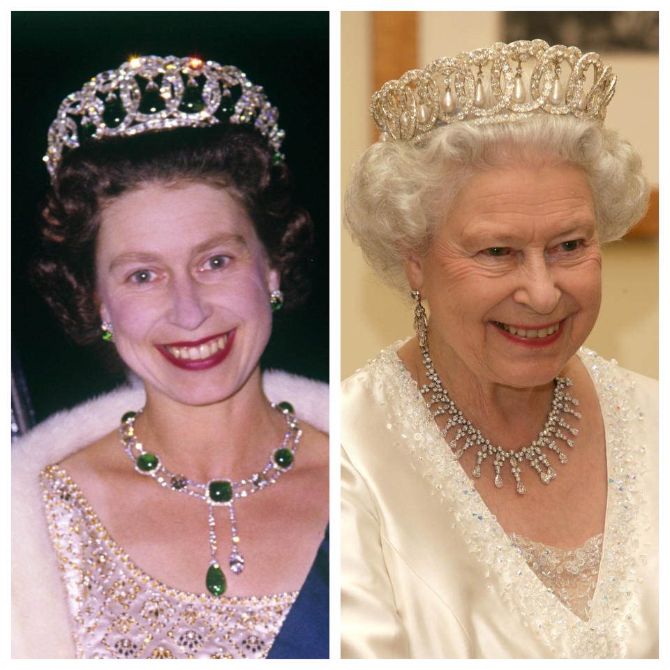 Queen Elizabeth II in 1963 and 2006.