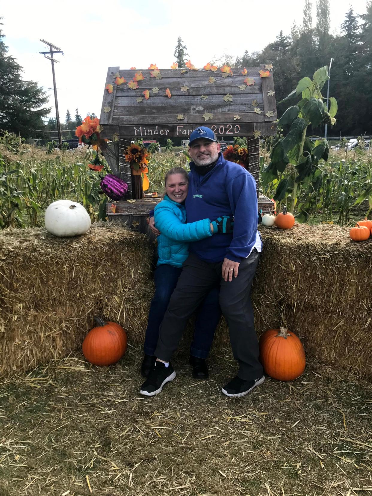 Monica and Clay Blackwood at the Minder Farms pumpkin patch. The couple described their careers as a collaboration, with Clay Blackwood having spent decades coaching youth sports around Kitsap, and Monica running West Sound Work Force.