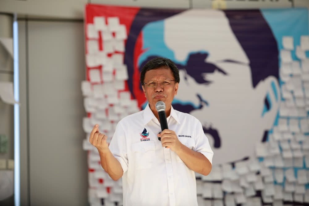 Datuk Seri Shafie Apdal delivers a speech during a ceramah ahead of the Sabah state election. — Picture courtesy of Sabah Chief Minister’s Department