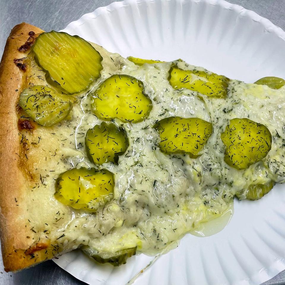 Pickle Pizza from Swain's Concessions.