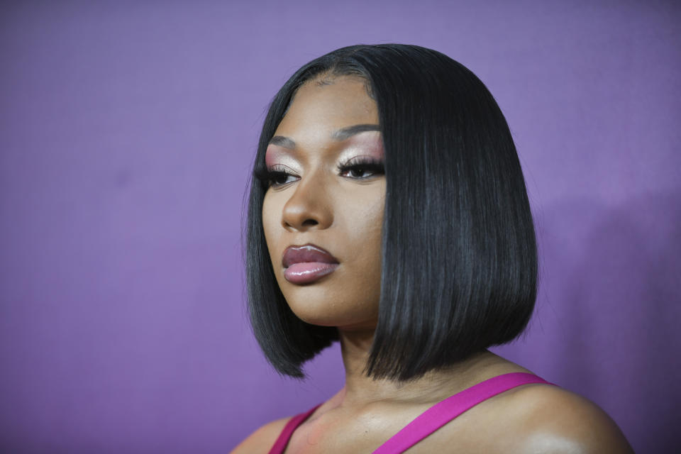 Megan Thee Stallion shared a series of brown bikini photos on Instagram. (Photo by Rodin Eckenroth/Getty Images)