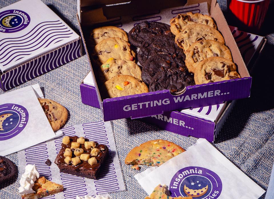 Insomnia Cookies offers a selection of gourmet cookies, brownies and more.
