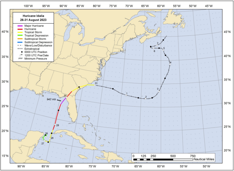 <em>Hurricane Idalia at landfall. (National Hurricane Center)</em>