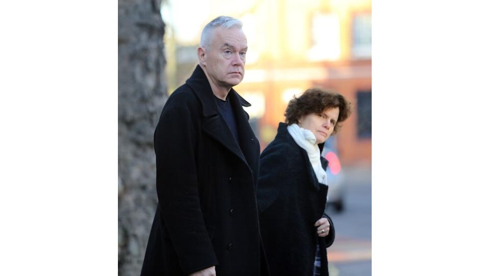 Huw Edwards and wife Vicky Find pictured in South London in 2018. She has today named him as the suspended BBC presenter at the centre of allegations of paying for sexual images.**BYLINE: NOBLE/DRAPER**Pictures by Noble/Draper 