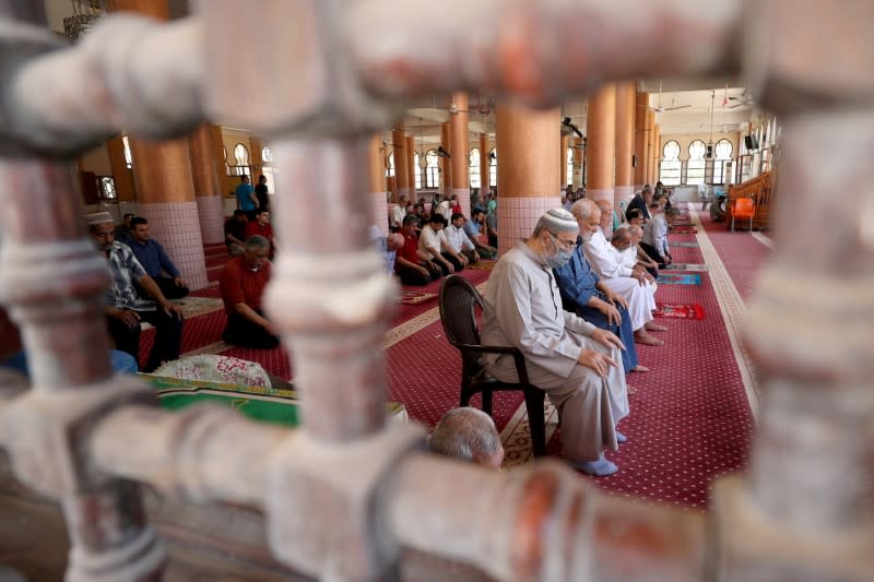 Mosques reopen as Palestinians ease COVID-19 restrictions, in Gaza City